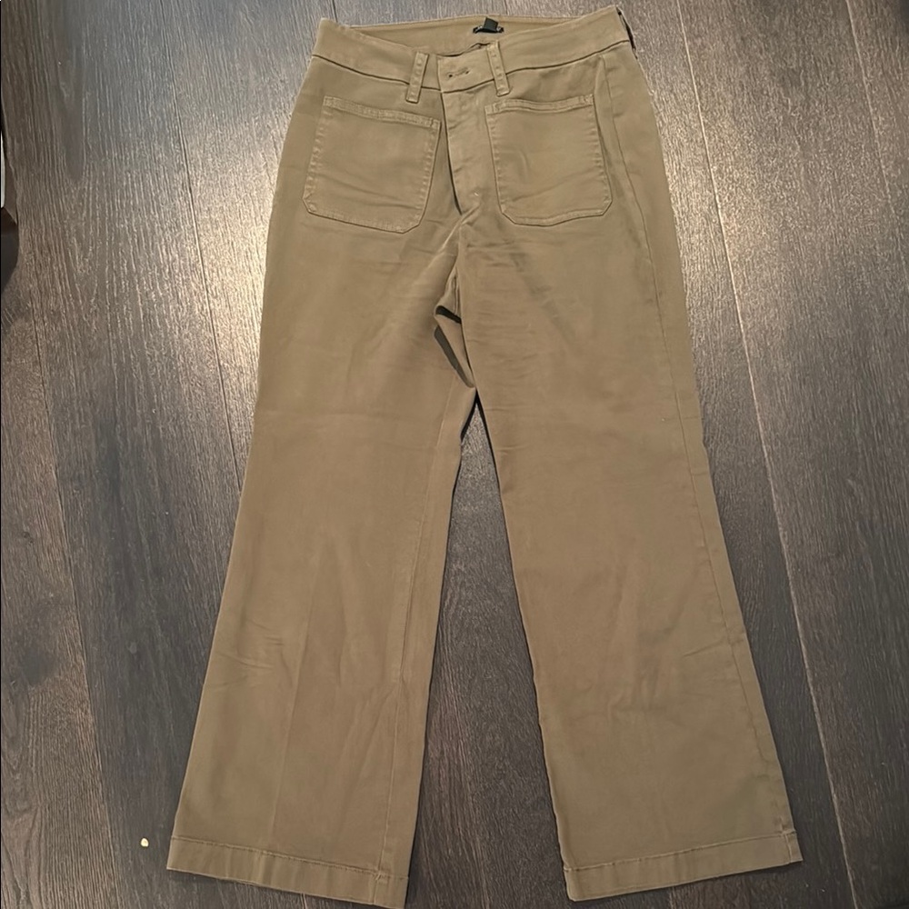 J Crew Olive Green cropped wide leg chinos